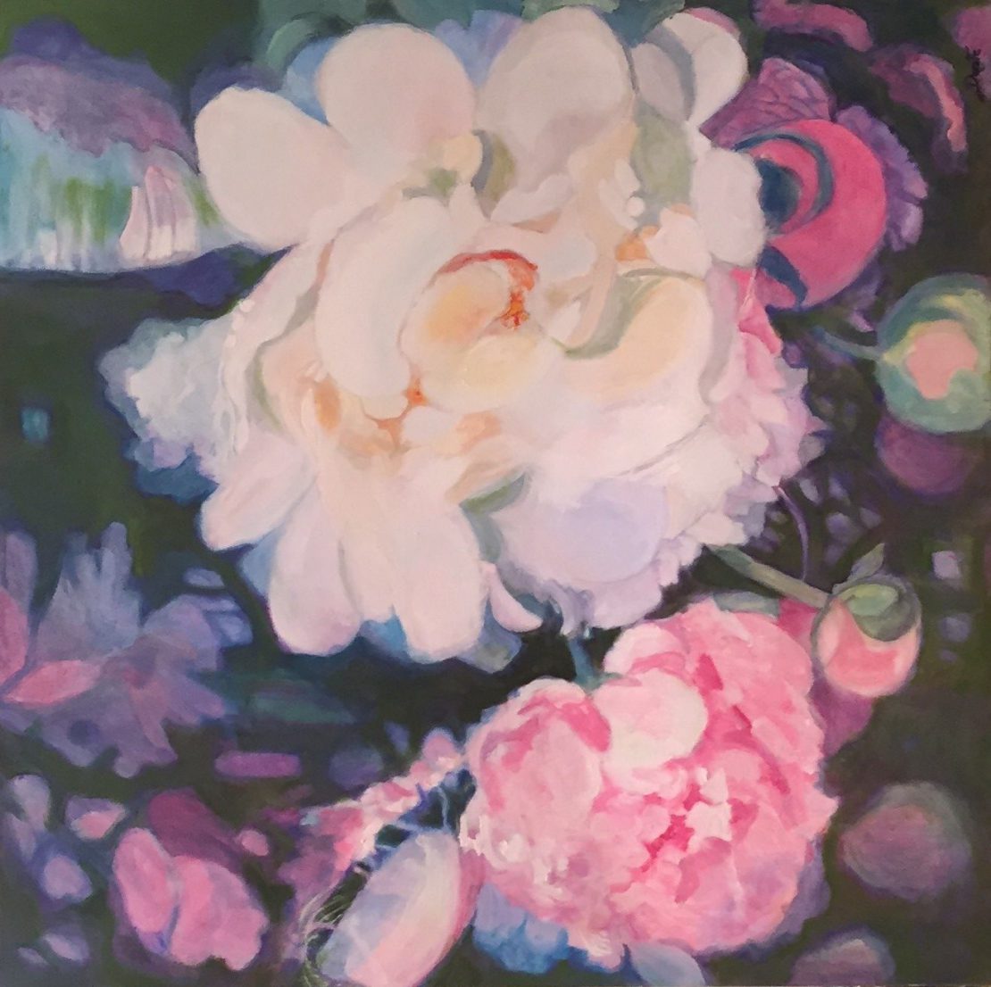 Original Oil Painting of Peony by Artist Dorate
